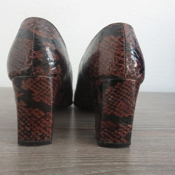 Karen Scott DEANNA Leather Snakeskin Brown Pumps Heels Shoes 5.5 Block Heel - Picture 14 of 16